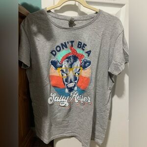 Gildan Gray Short Sleeve Tee with Cow Graphic